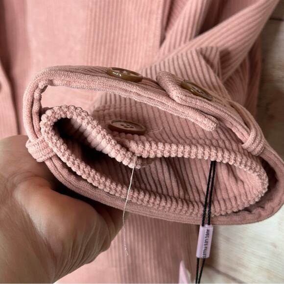 Avec Les Filles Pink Corduroy Trucker Style Cropped Jacket - Picture 9 of 12